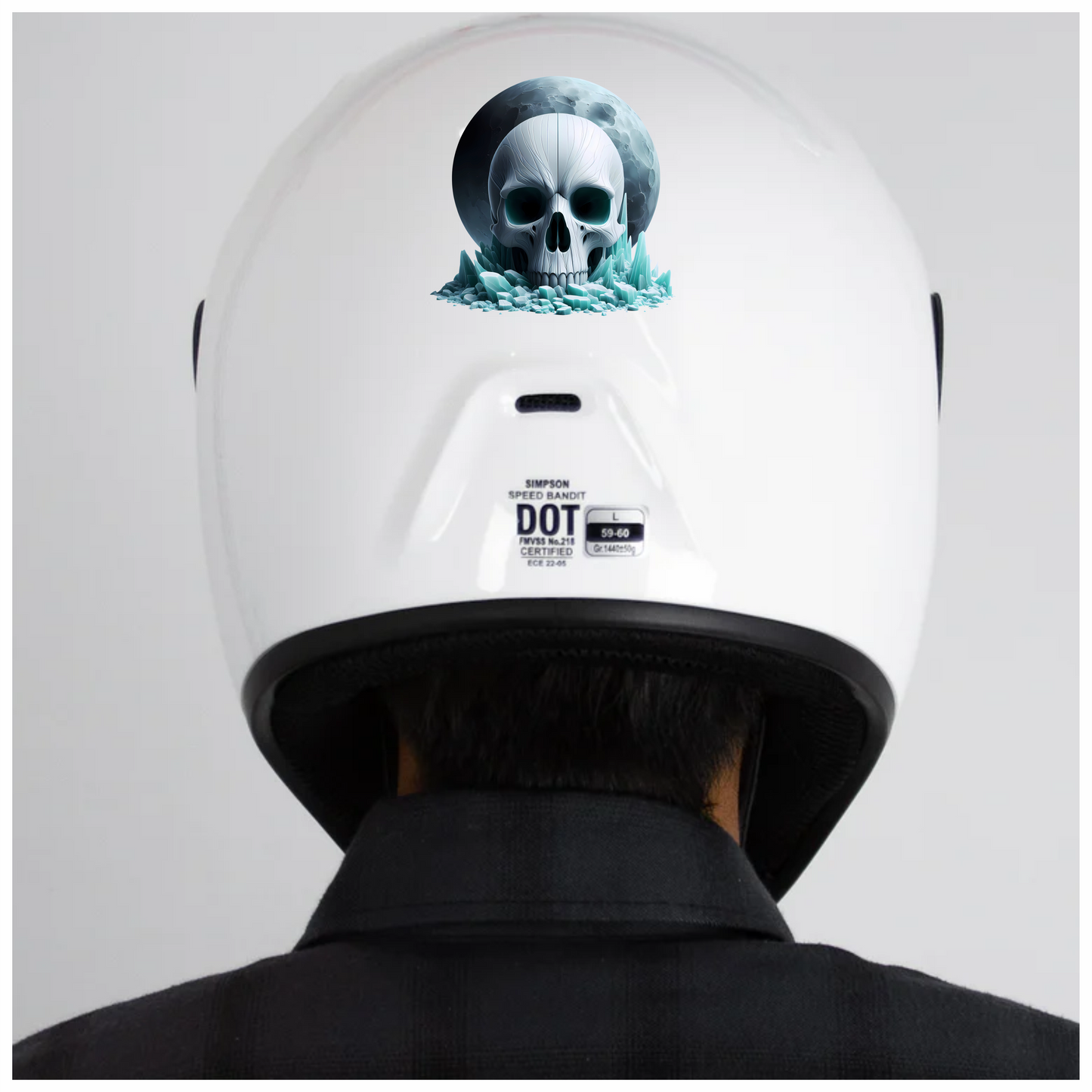 Skull Ice Moon Blue Vinyl Sticker Decal
