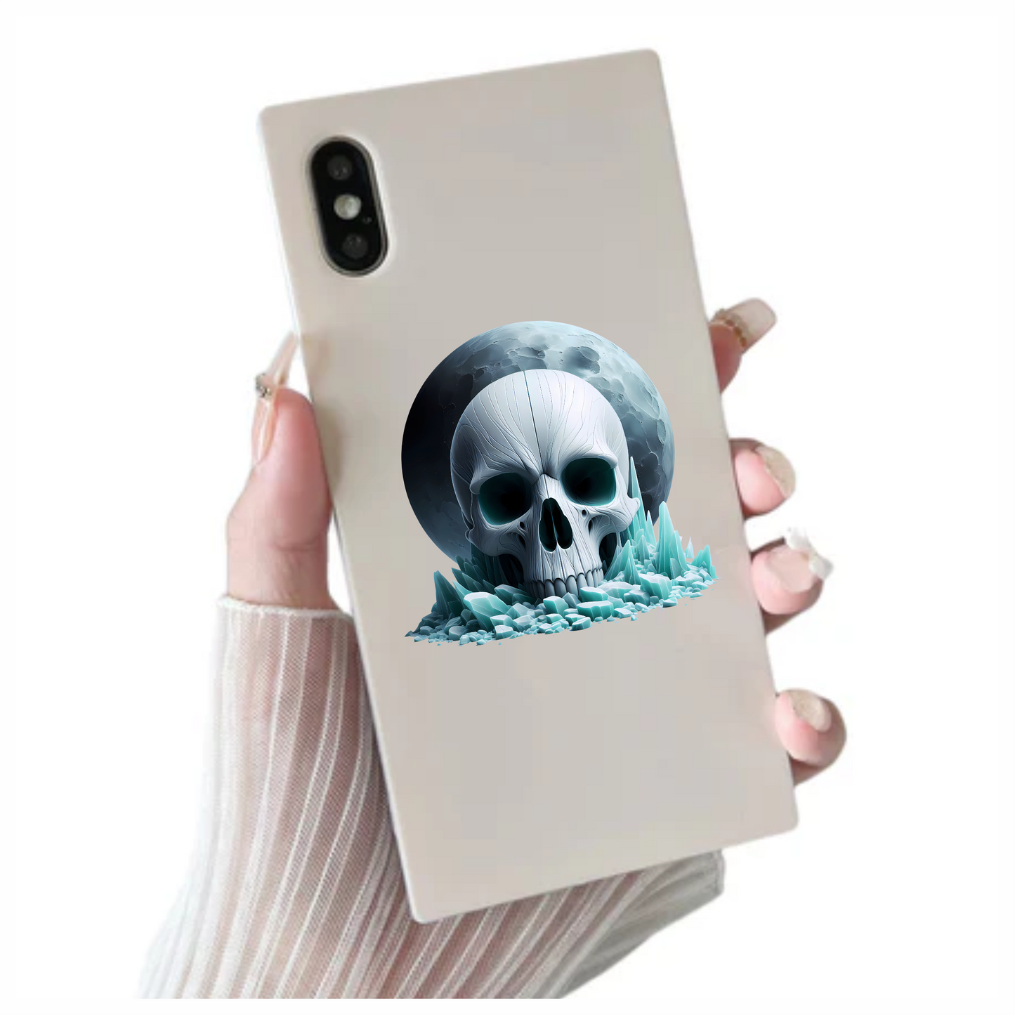 Skull Ice Moon Blue Vinyl Sticker Decal