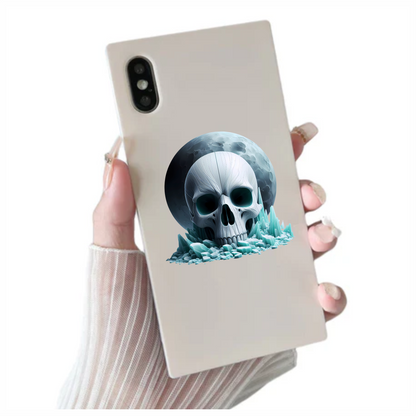 Skull Ice Moon Blue Vinyl Sticker Decal