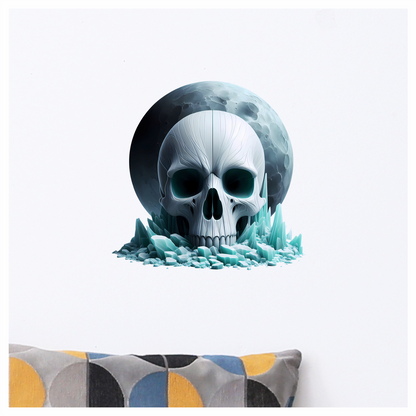 Skull Ice Moon Blue Vinyl Sticker Decal