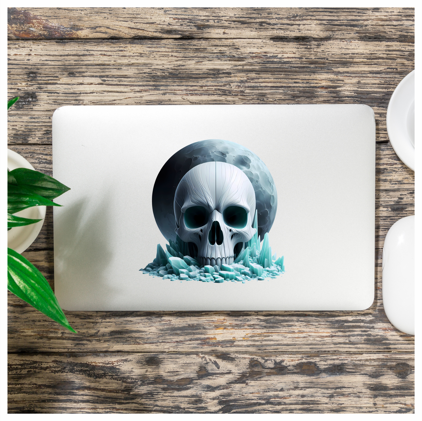 Skull Ice Moon Blue Vinyl Sticker Decal