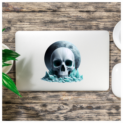 Skull Ice Moon Blue Vinyl Sticker Decal