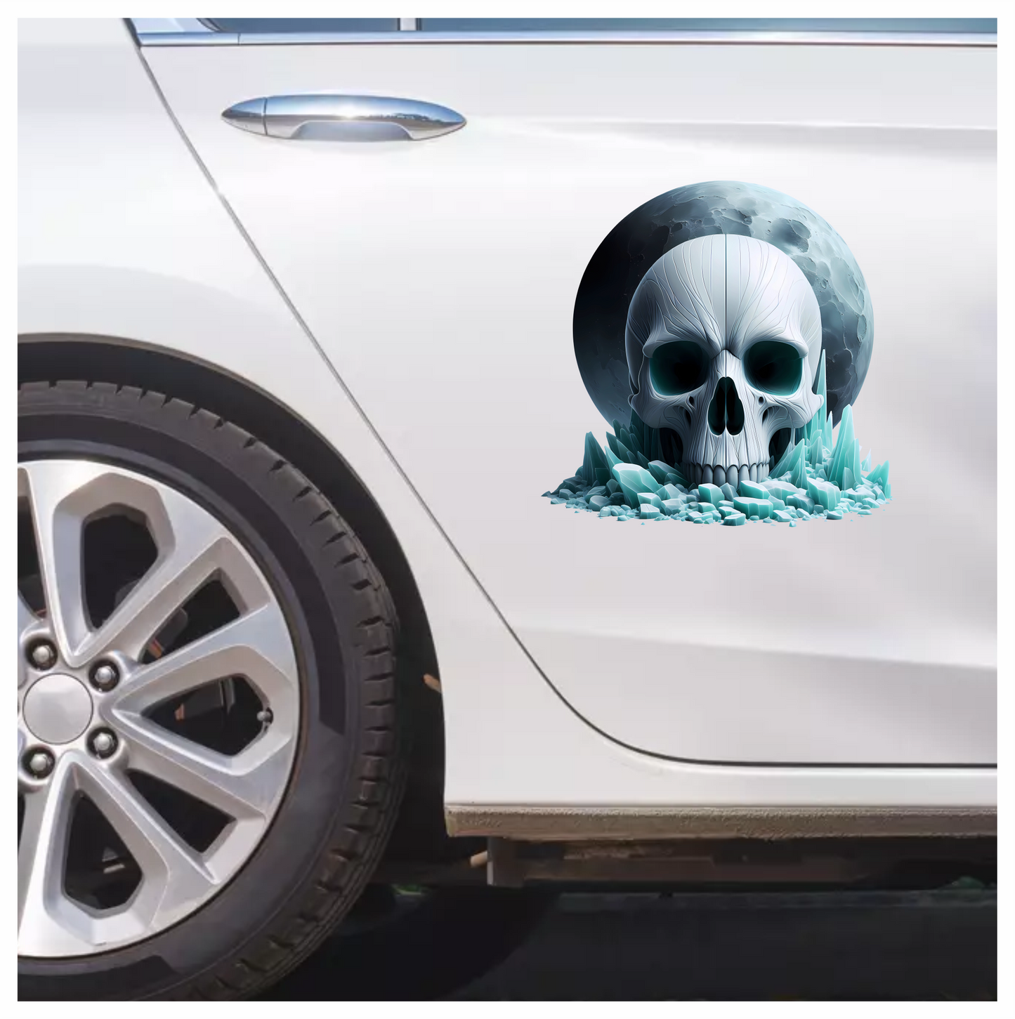 Skull Ice Moon Blue Vinyl Sticker Decal