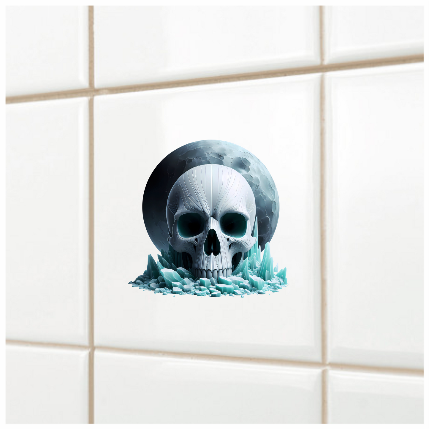 Skull Ice Moon Blue Vinyl Sticker Decal