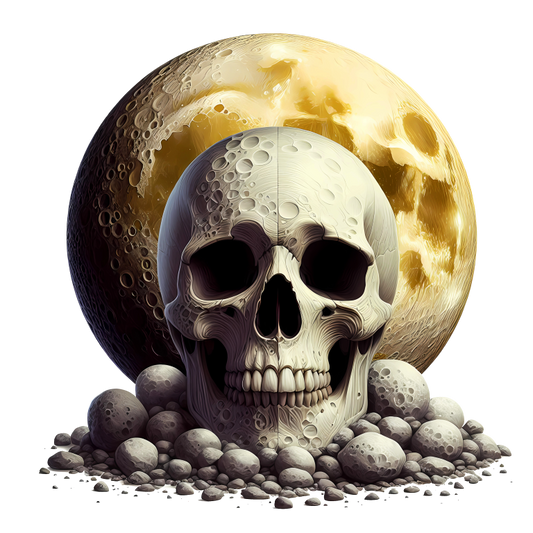 Skull Moon Rocks Yellow Vinyl Sticker Decal