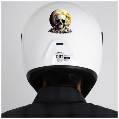 Skull Moon Rocks Yellow Vinyl Sticker Decal