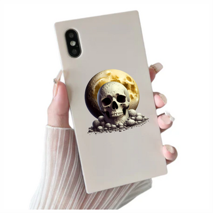 Skull Moon Rocks Yellow Vinyl Sticker Decal
