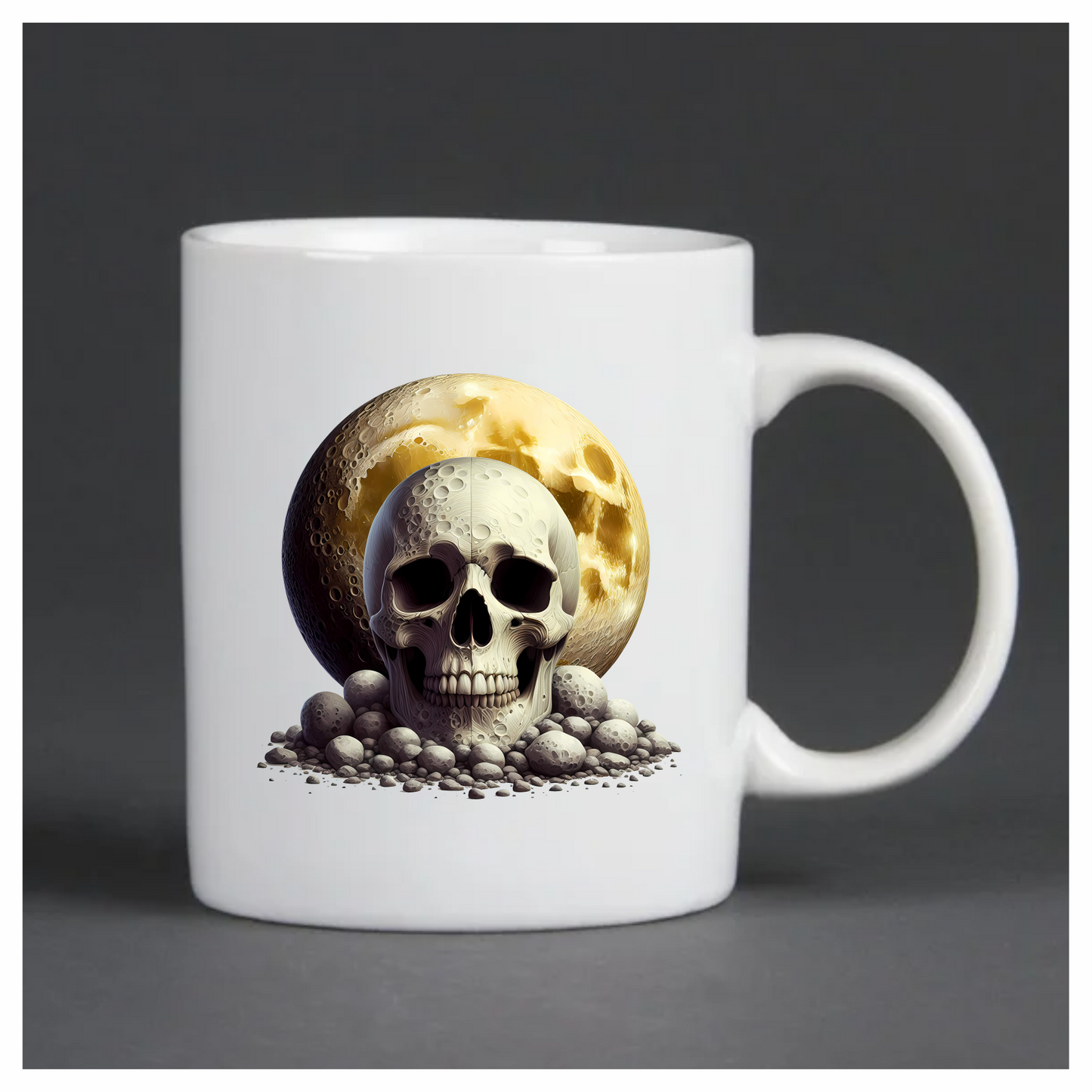 Skull Moon Rocks Yellow Vinyl Sticker Decal