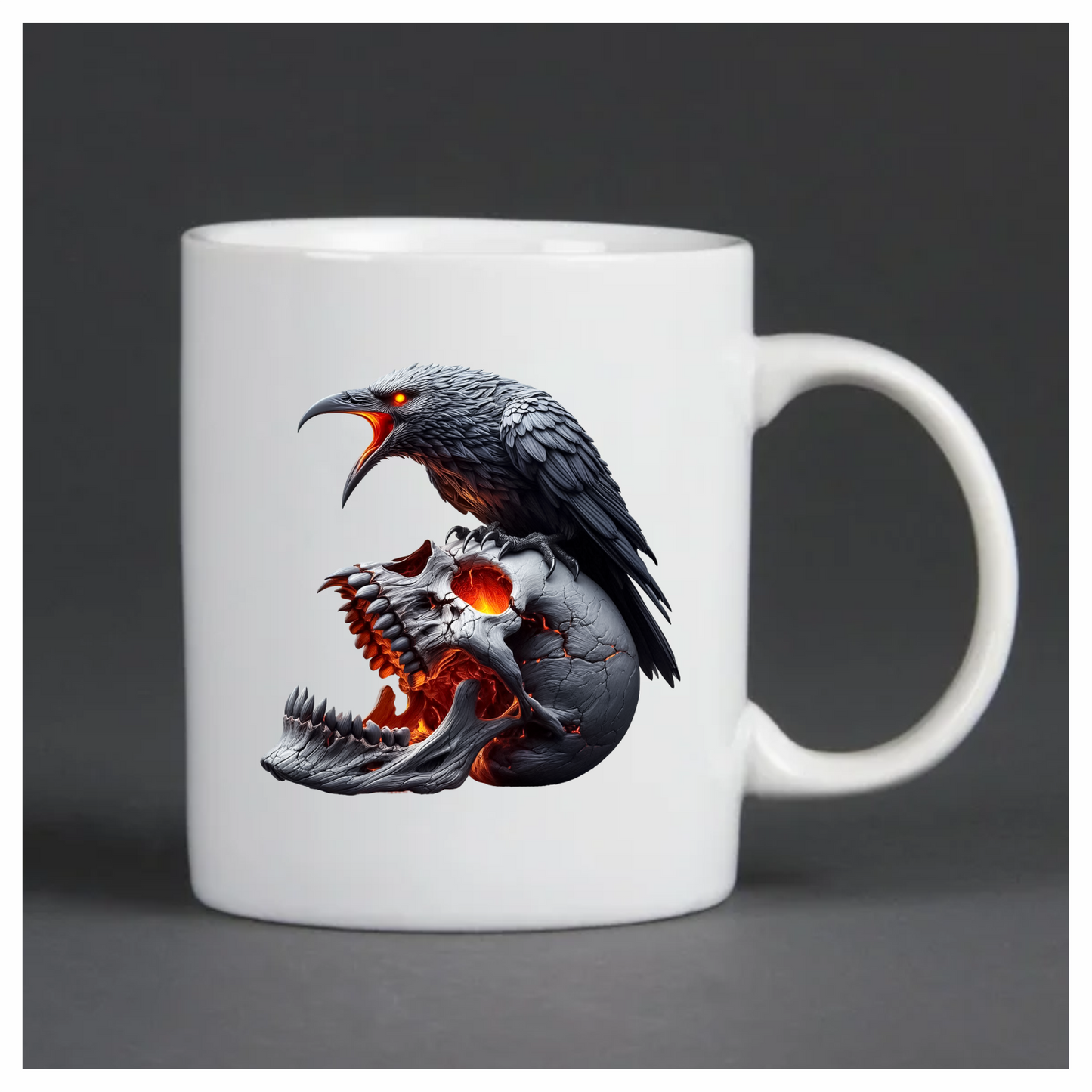 Raven Skull Black Burning Fire Vinyl Sticker Decal