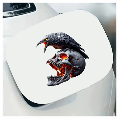 Raven Skull Black Burning Fire Vinyl Sticker Decal