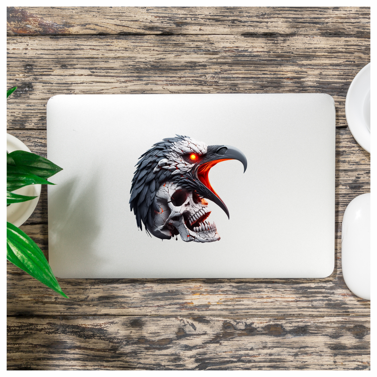 Eagle Skull Red Vinyl Sticker Decal
