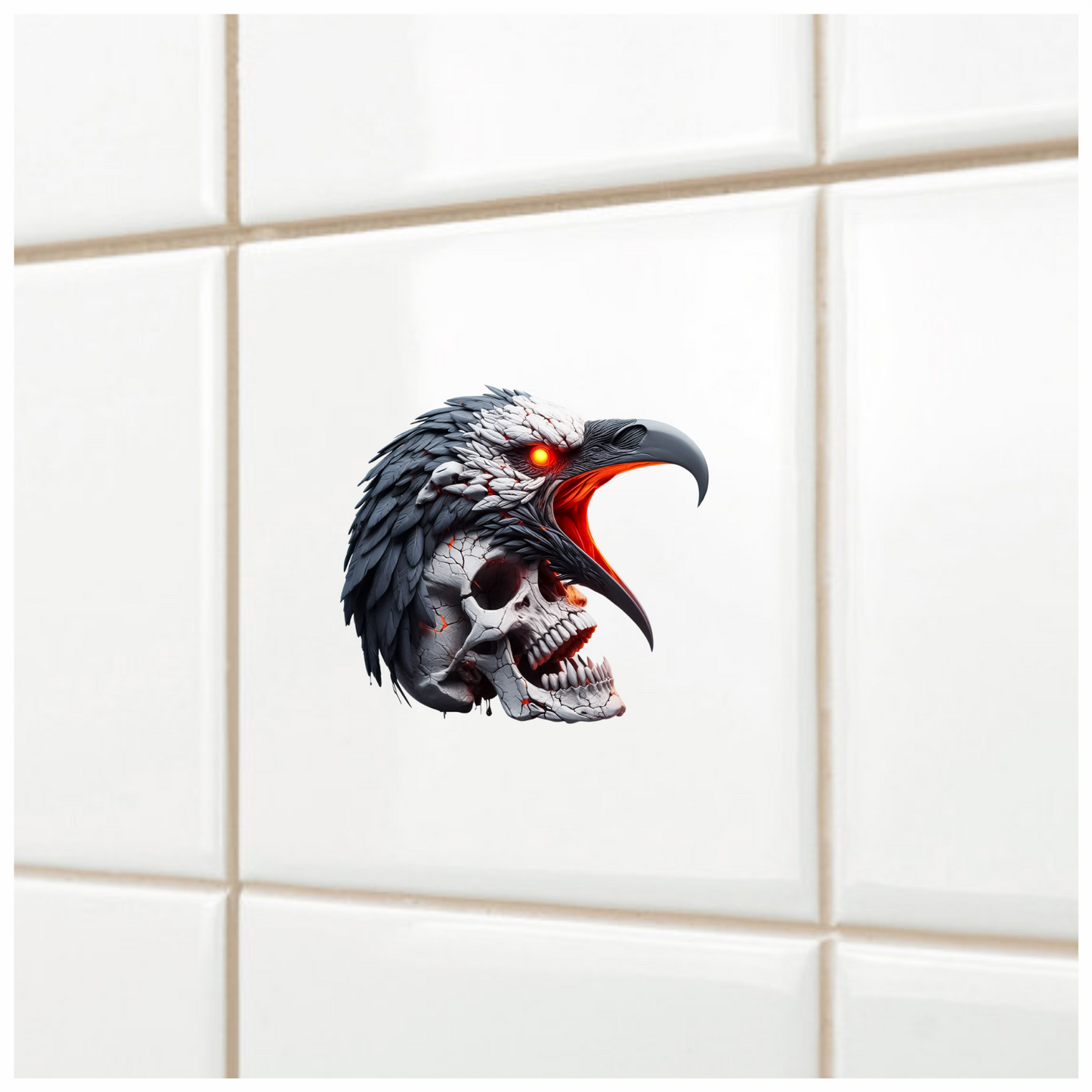 Eagle Skull Red Vinyl Sticker Decal