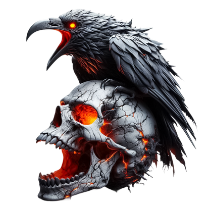Raven Skull Cracks Red Glow Vinyl Sticker Decal