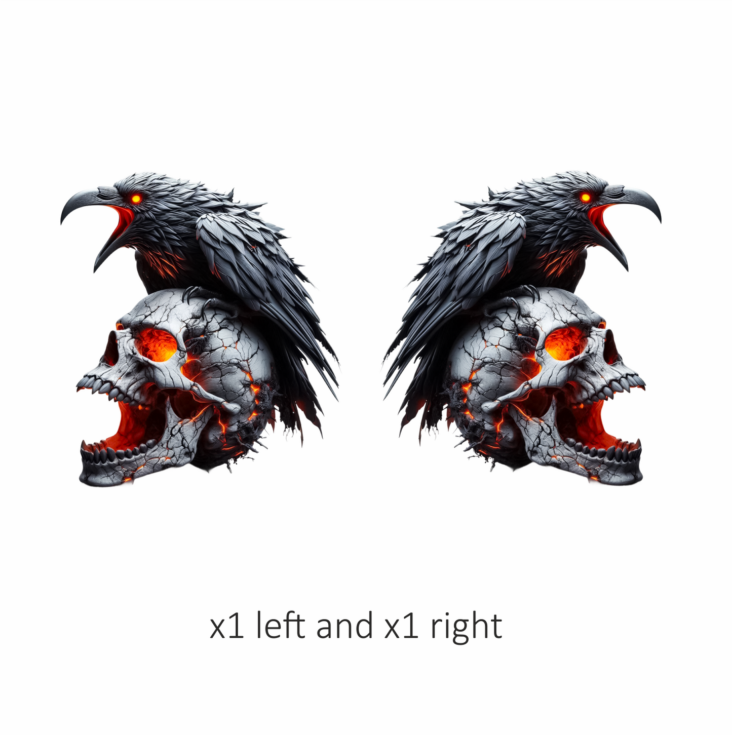 Raven Skull Cracks Red Glow Vinyl Sticker Decal