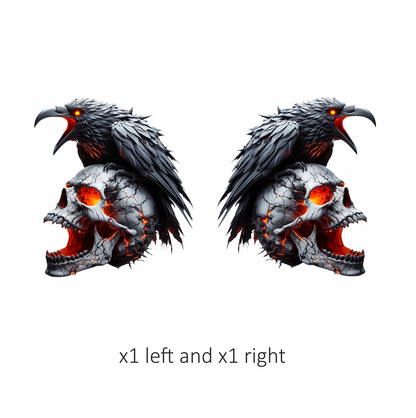 Raven Skull Cracks Red Glow Vinyl Sticker Decal