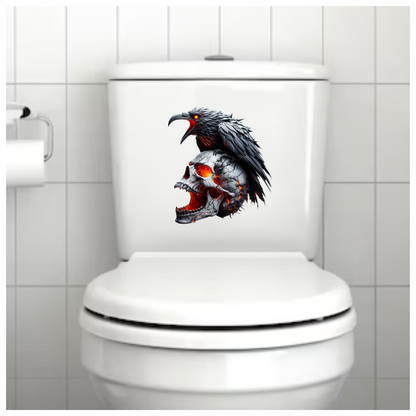 Raven Skull Cracks Red Glow Vinyl Sticker Decal