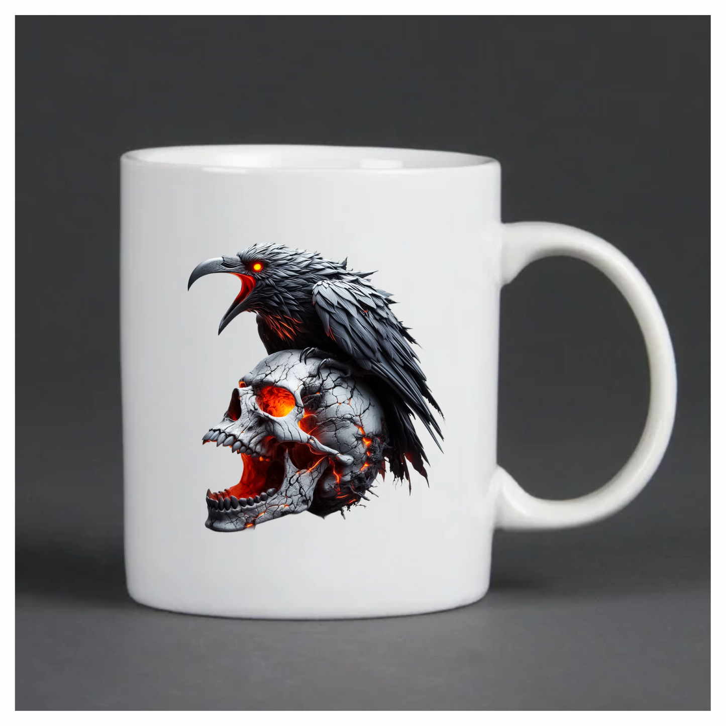 Raven Skull Cracks Red Glow Vinyl Sticker Decal
