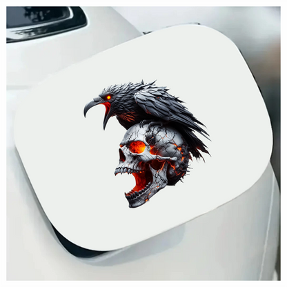 Raven Skull Cracks Red Glow Vinyl Sticker Decal