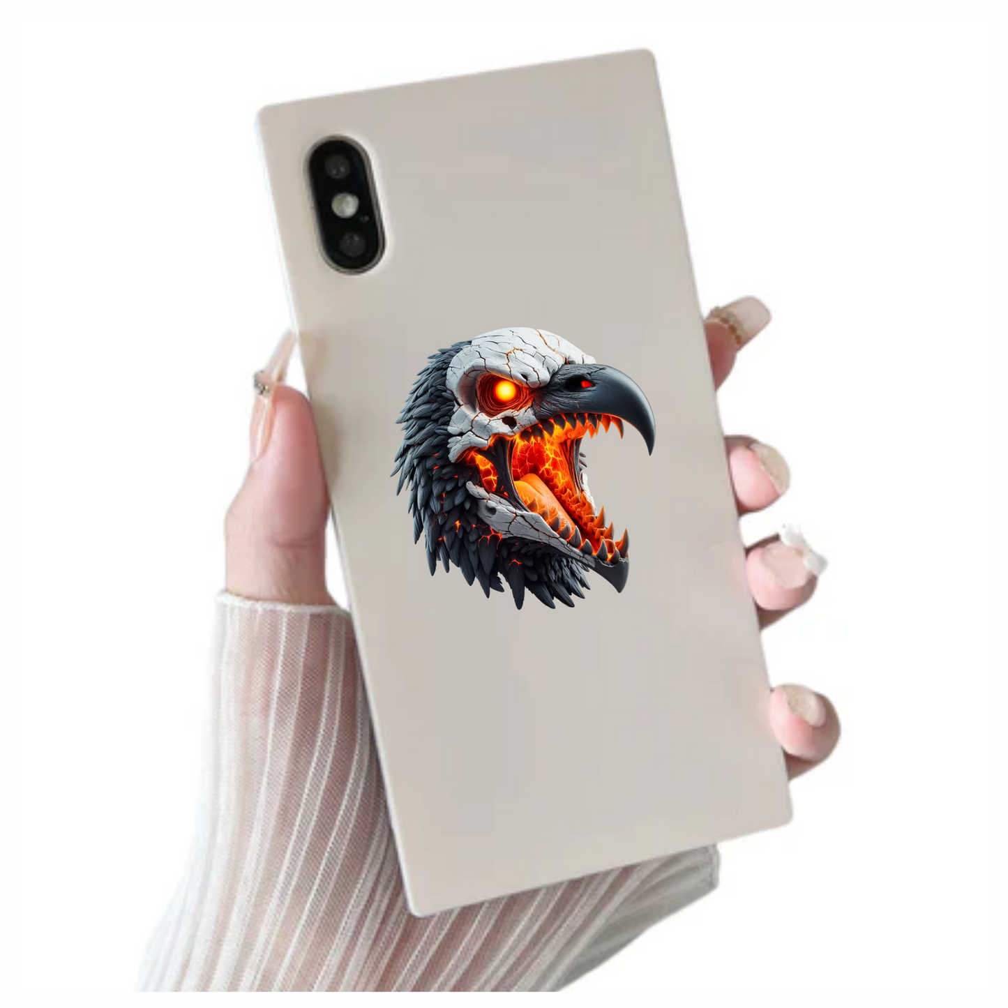 Vulture Skull Orange Glowing Bird Vinyl Sticker Decal