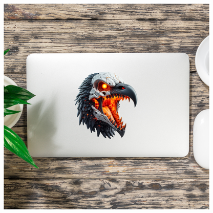 Vulture Skull Orange Glowing Bird Vinyl Sticker Decal