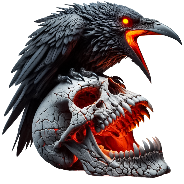 Raven Black Skull Teeth Burning Vinyl Sticker Decal