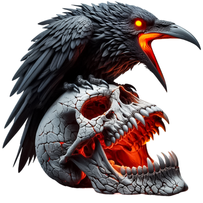 Raven Black Skull Teeth Burning Vinyl Sticker Decal