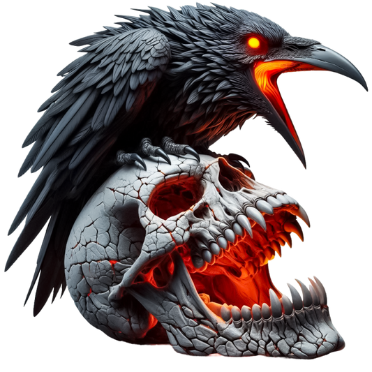 Raven Black Skull Teeth Burning Vinyl Sticker Decal
