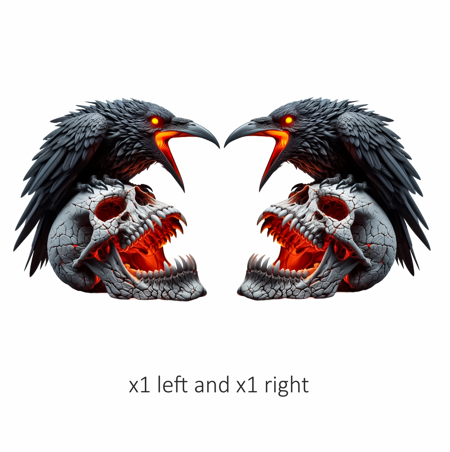 Raven Black Skull Teeth Burning Vinyl Sticker Decal