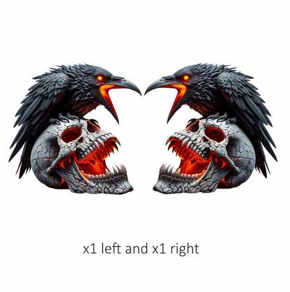 Raven Black Skull Teeth Burning Vinyl Sticker Decal