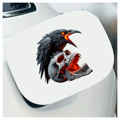 Raven Black Skull Teeth Burning Vinyl Sticker Decal