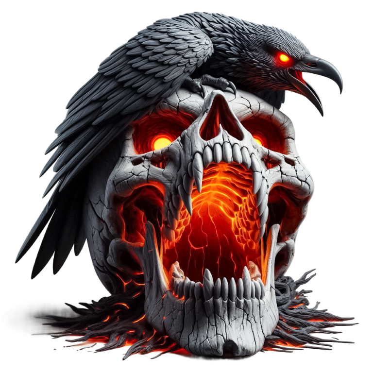 Skull Red Raven Dark Lava Vinyl Sticker Decal