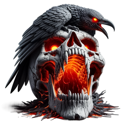 Skull Red Raven Dark Lava Vinyl Sticker Decal