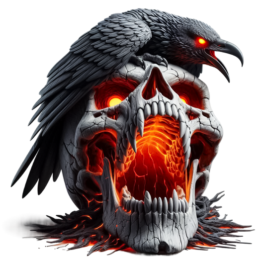 Skull Red Raven Dark Lava Vinyl Sticker Decal