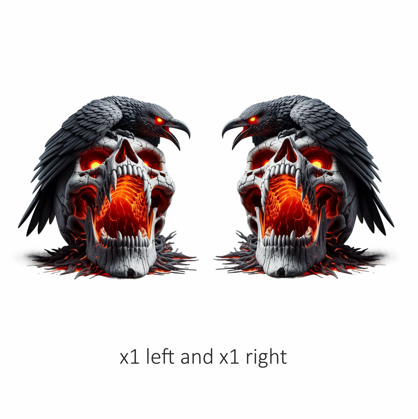 Skull Red Raven Dark Lava Vinyl Sticker Decal
