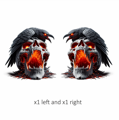 Skull Red Raven Dark Lava Vinyl Sticker Decal