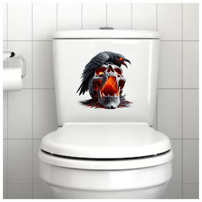 Skull Red Raven Dark Lava Vinyl Sticker Decal