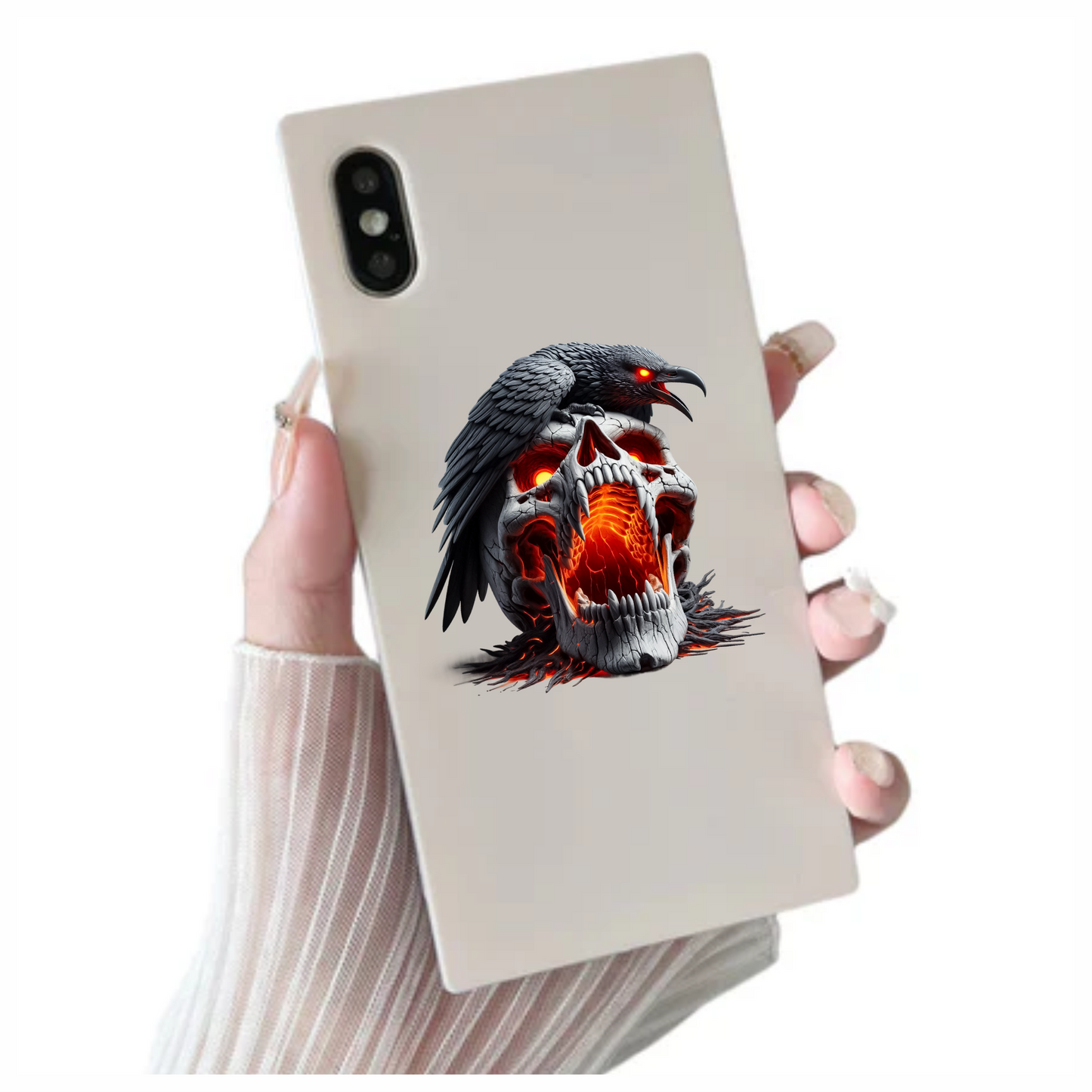 Skull Red Raven Dark Lava Vinyl Sticker Decal