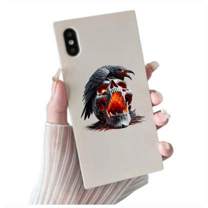 Skull Red Raven Dark Lava Vinyl Sticker Decal