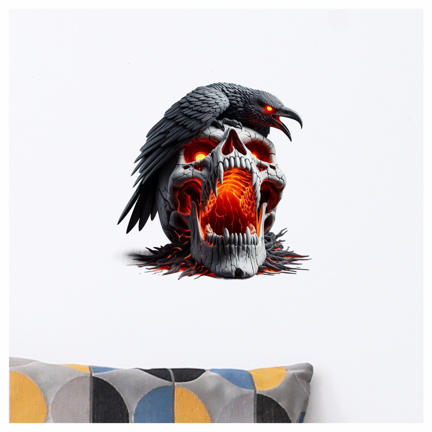 Skull Red Raven Dark Lava Vinyl Sticker Decal