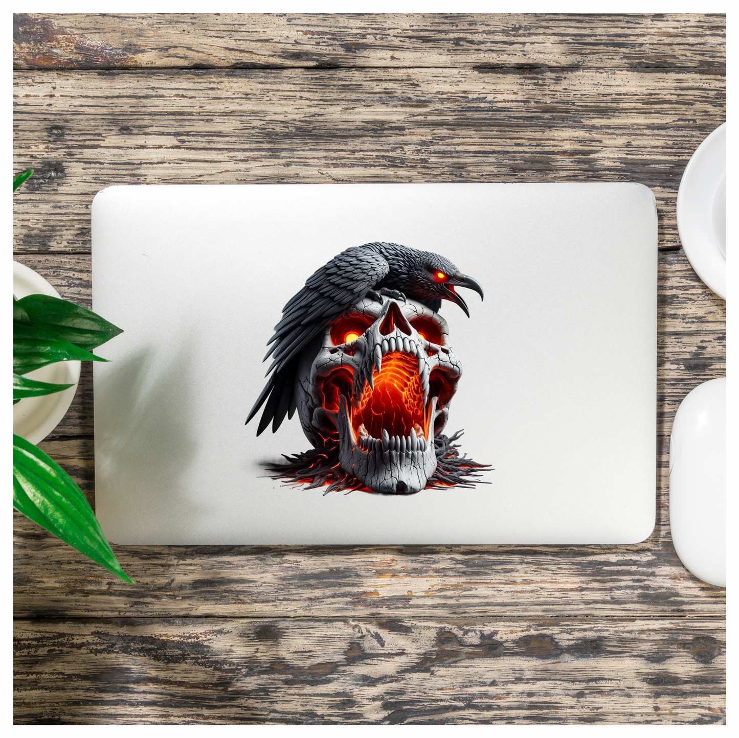 Skull Red Raven Dark Lava Vinyl Sticker Decal