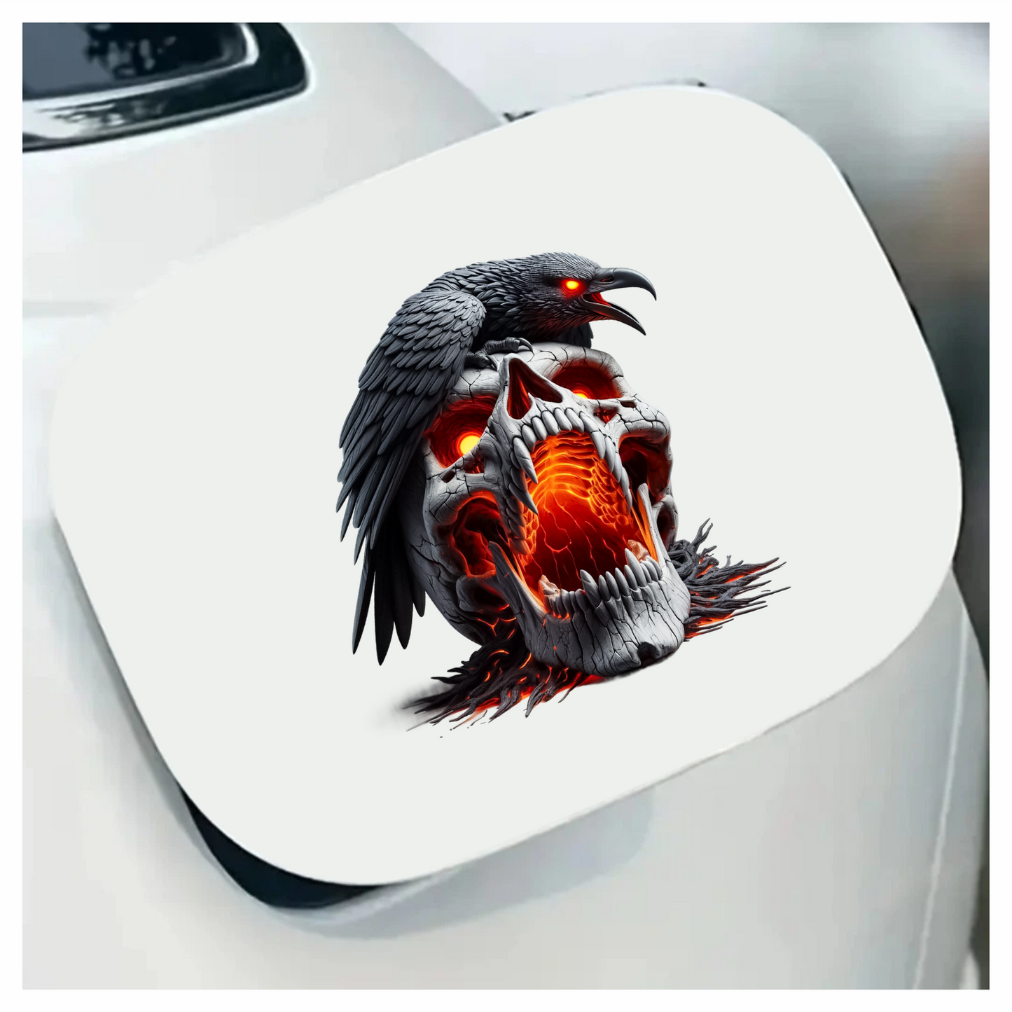 Skull Red Raven Dark Lava Vinyl Sticker Decal