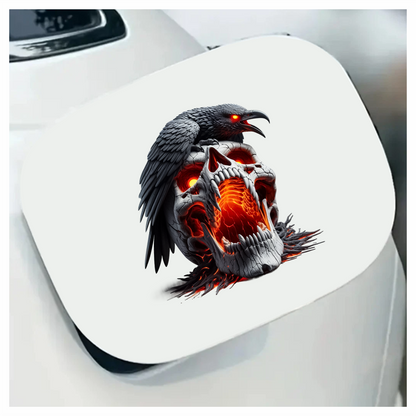 Skull Red Raven Dark Lava Vinyl Sticker Decal