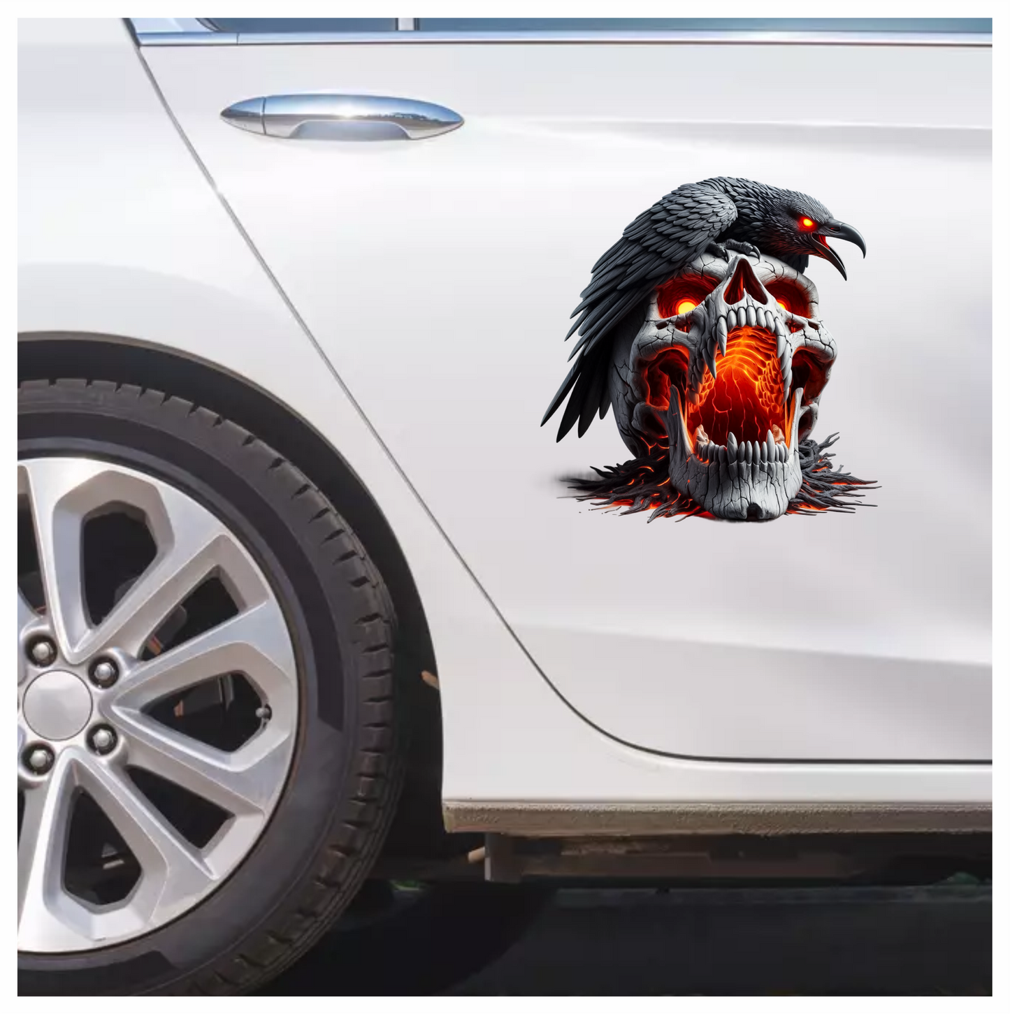 Skull Red Raven Dark Lava Vinyl Sticker Decal