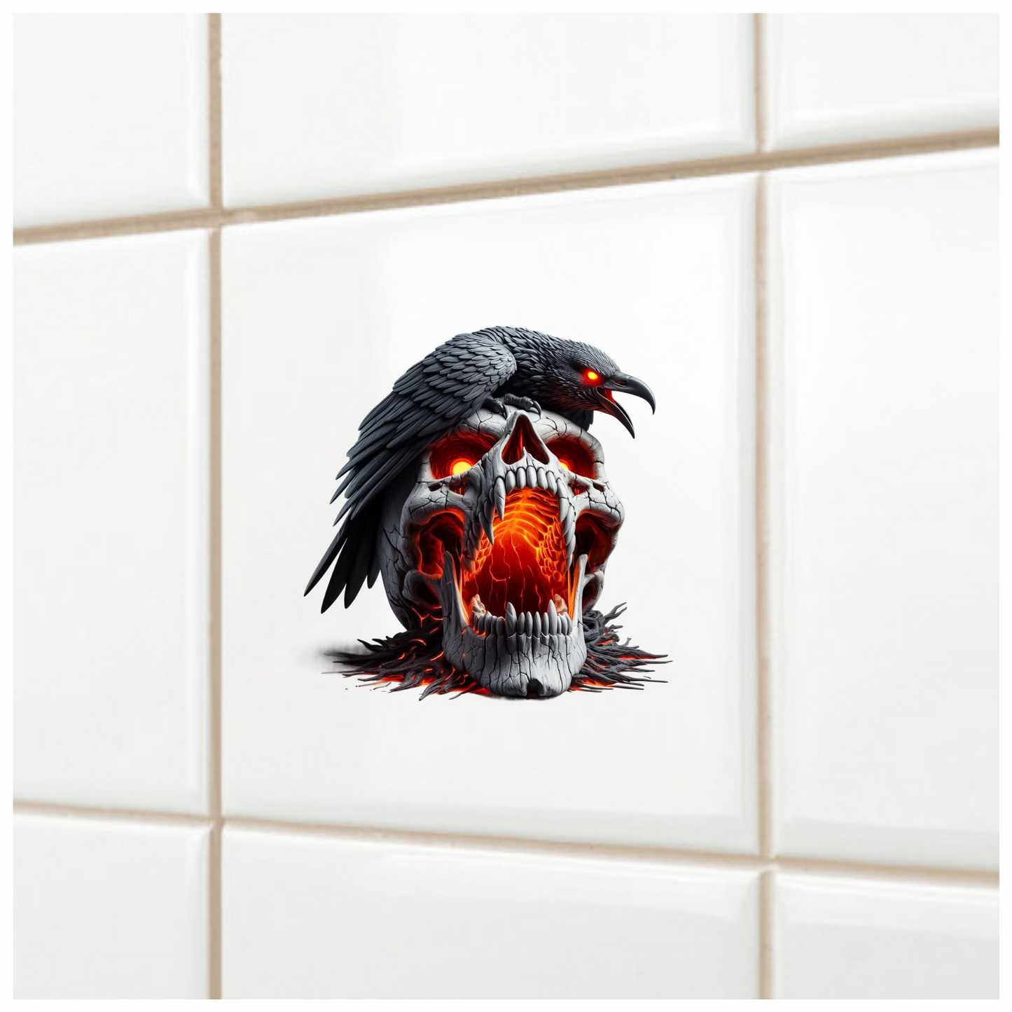 Skull Red Raven Dark Lava Vinyl Sticker Decal