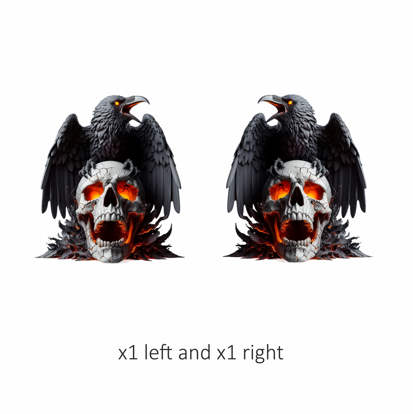 Raven Black Skull Orange Fire Vinyl Sticker Decal