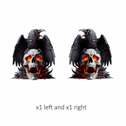 Raven Black Skull Orange Fire Vinyl Sticker Decal