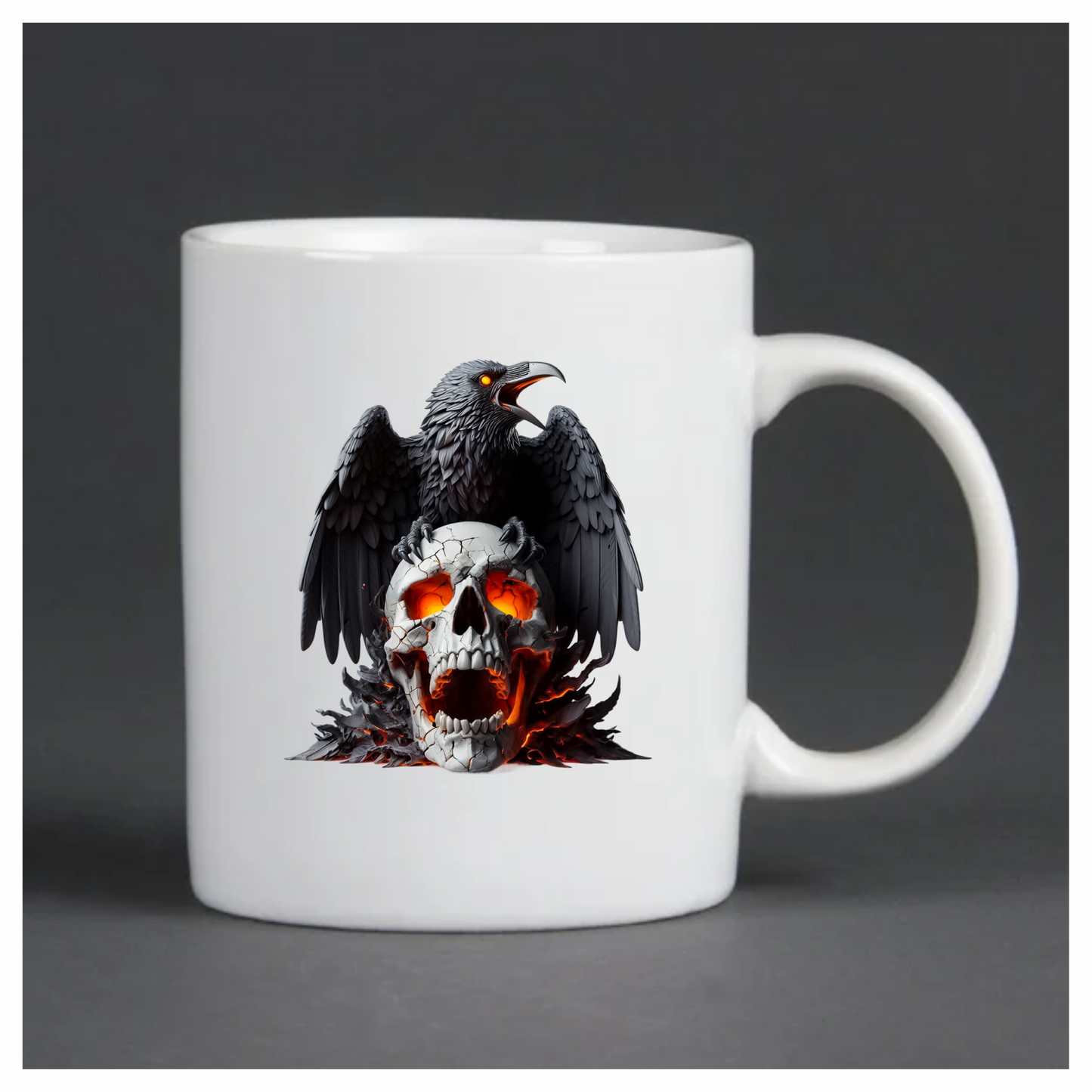 Raven Black Skull Orange Fire Vinyl Sticker Decal