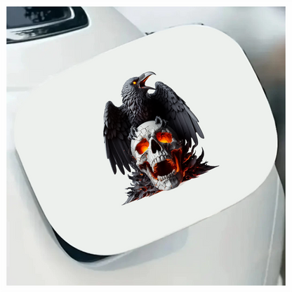 Raven Black Skull Orange Fire Vinyl Sticker Decal