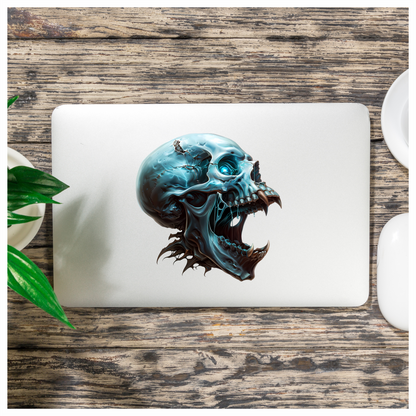 Blue Skull Eye Teeth Drips Vinyl Sticker Decal