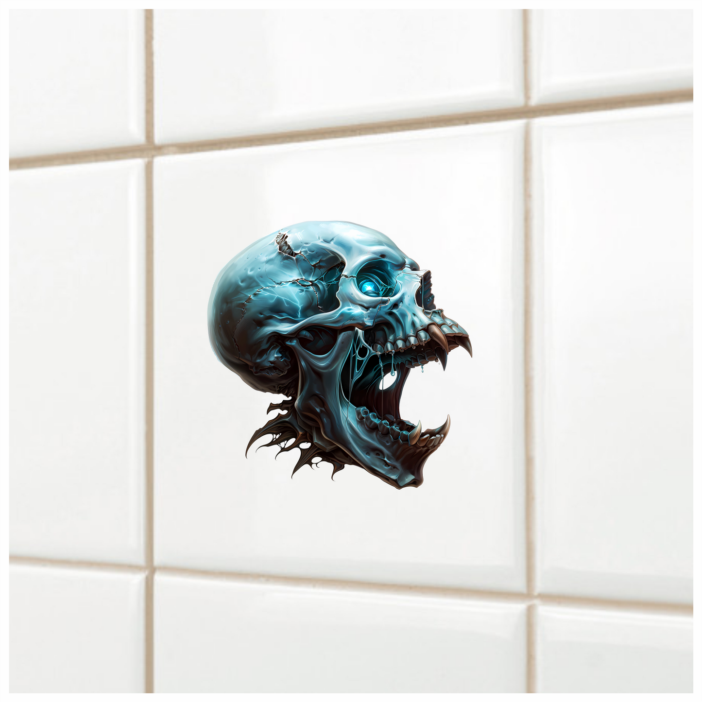Blue Skull Eye Teeth Drips Vinyl Sticker Decal